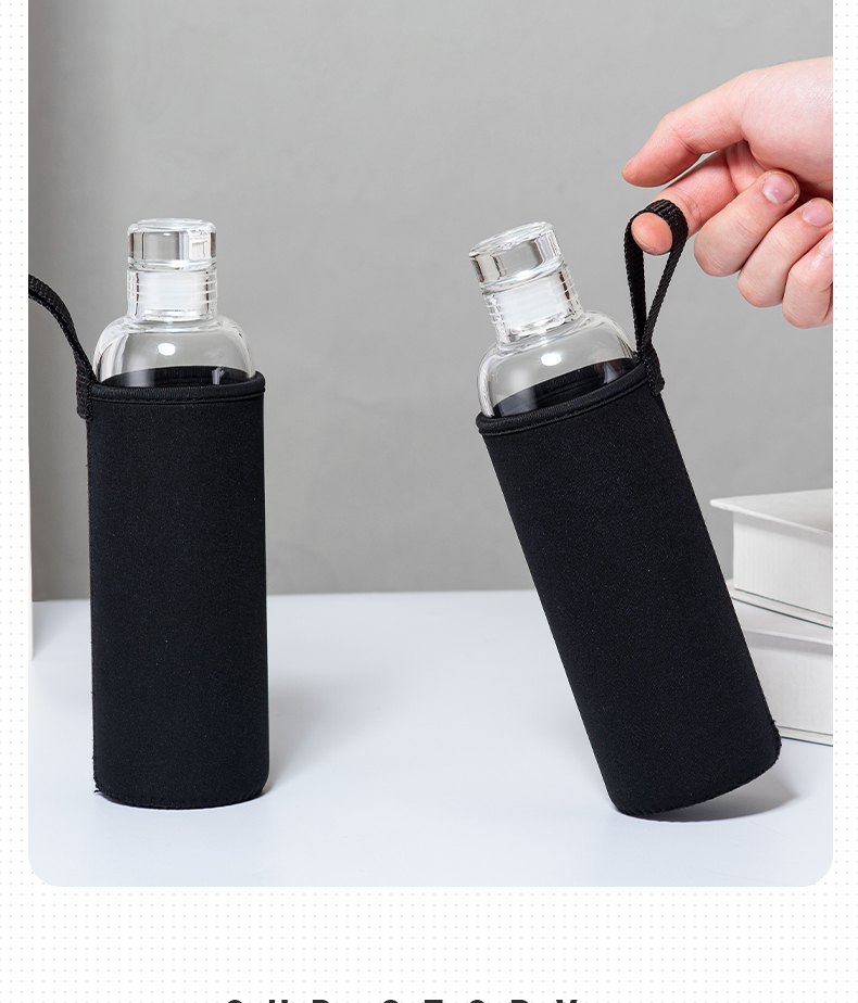 500ML时光刻度玻璃杯便携水瓶网红ins风高颜值水杯