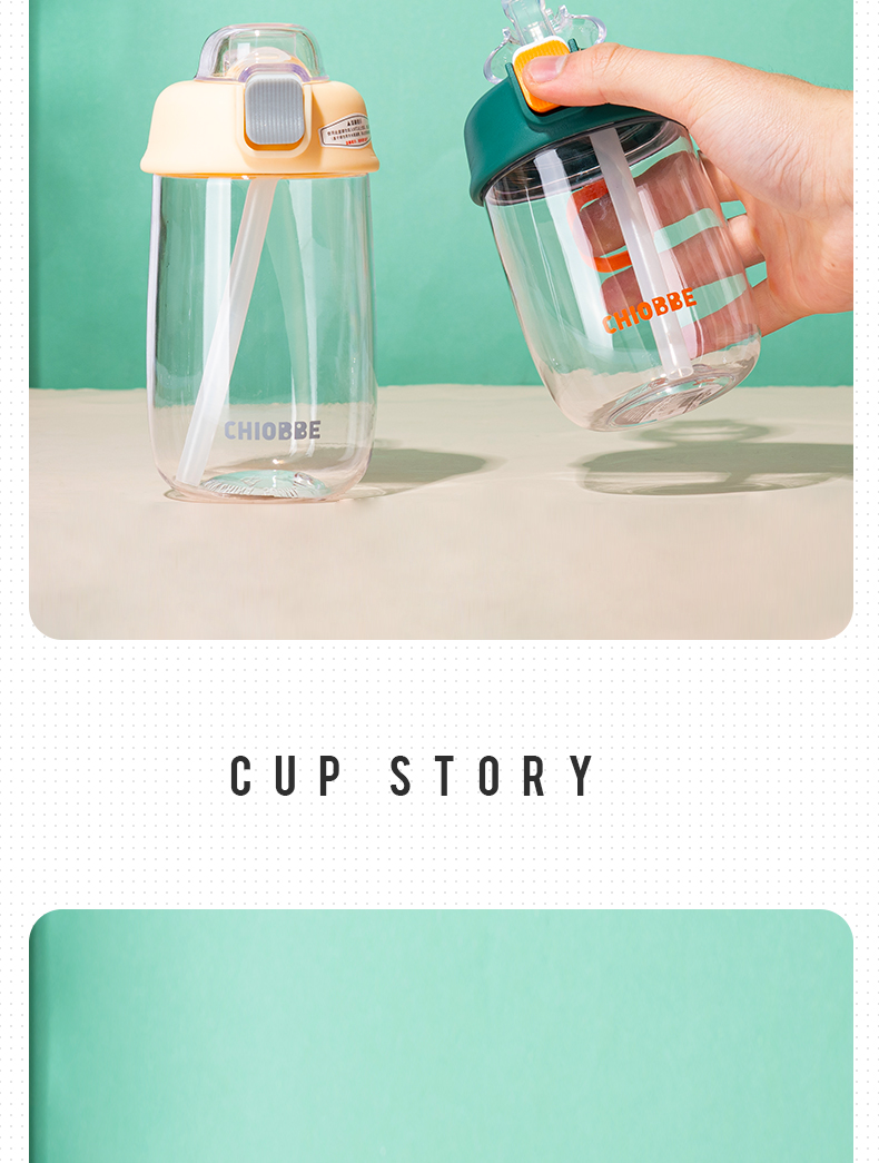 500ML胖胖抽象画系列塑料杯学生情侣弹跳盖吸管水杯