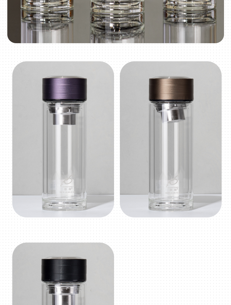 300ML简约商务玻璃杯男士双层泡茶水杯办公礼品杯子