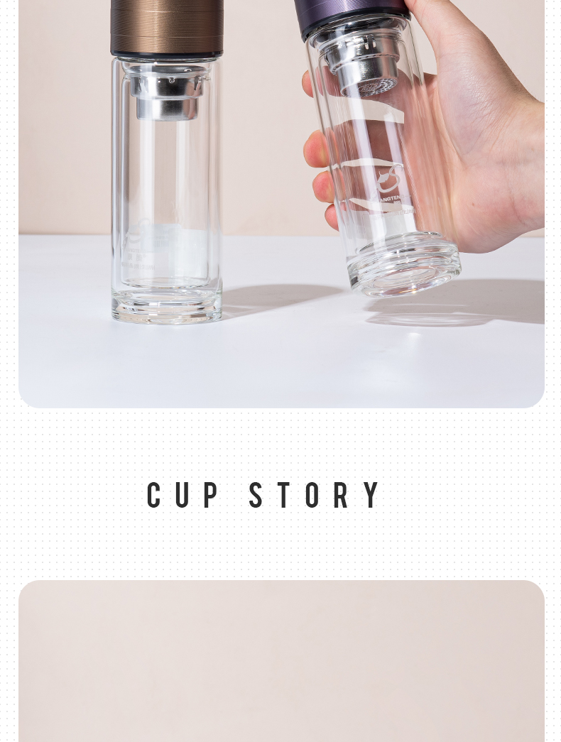 180ML简约商务玻璃杯男士双层泡茶水杯办公礼品杯子