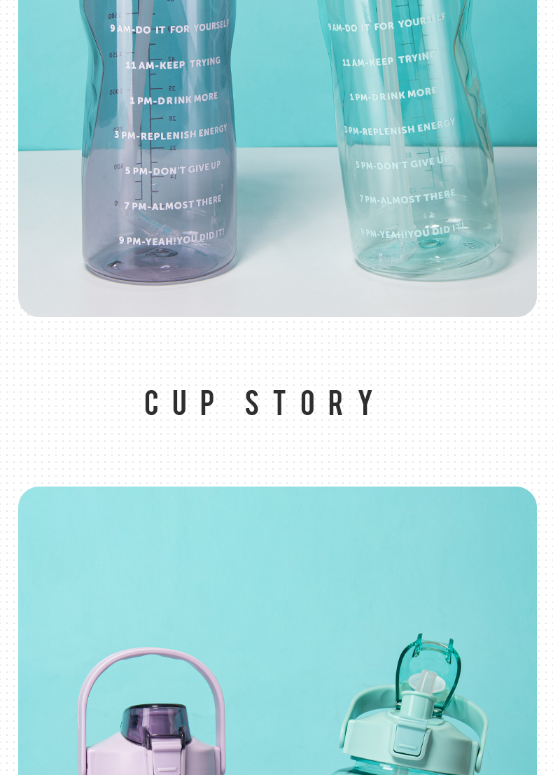 2000ML透明大容量太空塑料杯户外运动旅行水壶(opp袋）