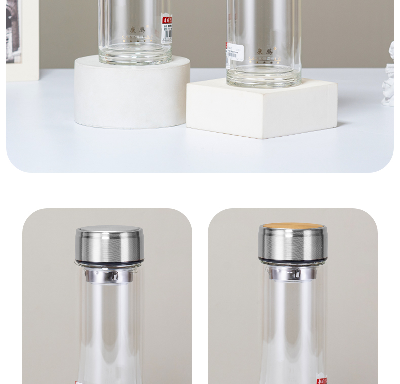 360ML商务玻璃杯男士简约双层泡茶水杯办公礼品杯子