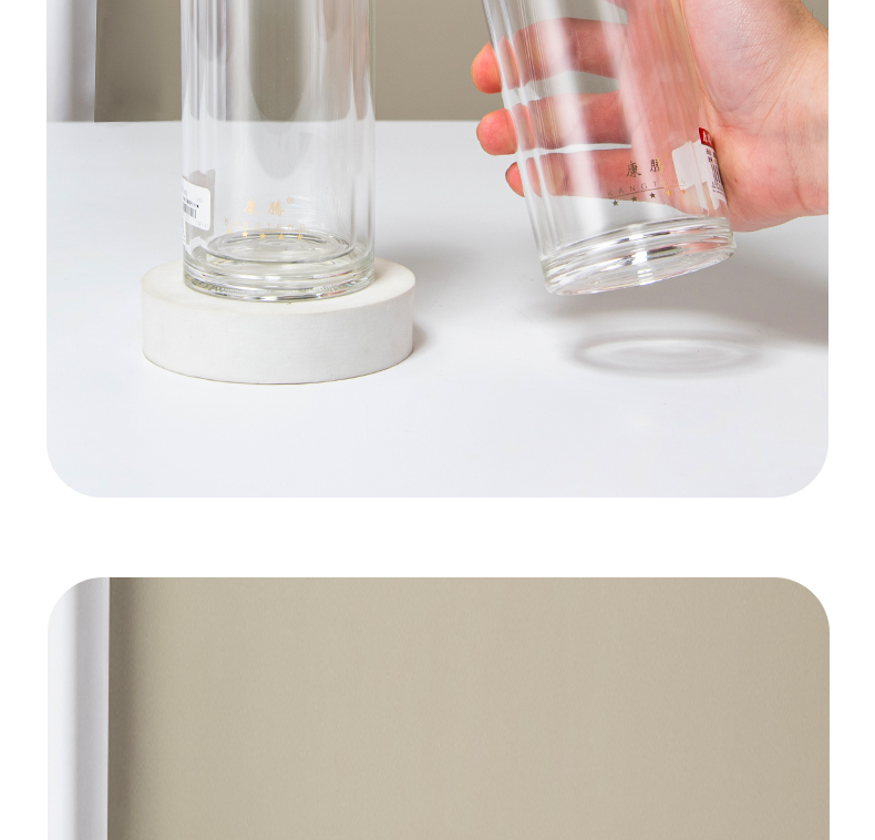 360ML商务玻璃杯男士简约双层泡茶水杯办公礼品杯子