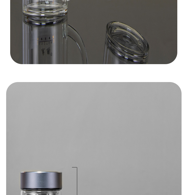 360ML手柄玻璃杯简约商务男士双层泡茶办公礼品杯子