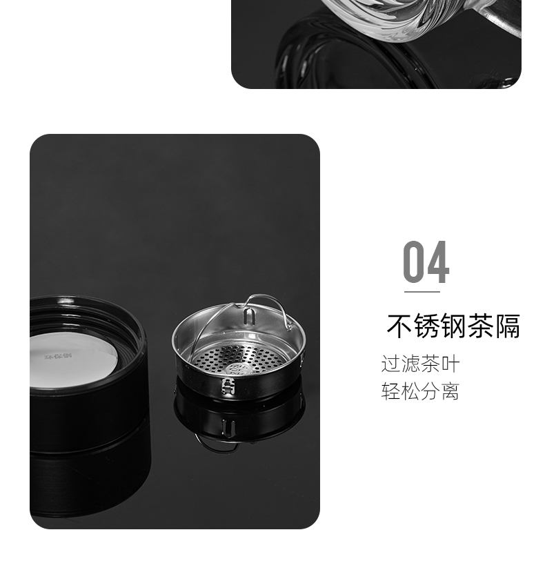 360ML手柄玻璃杯简约商务男士双层泡茶办公礼品杯子