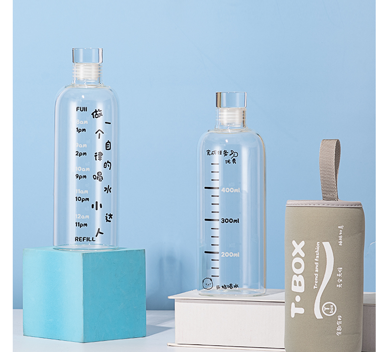 500ML喝水达人系列玻璃杯便携水瓶网红ins风高颜值水杯