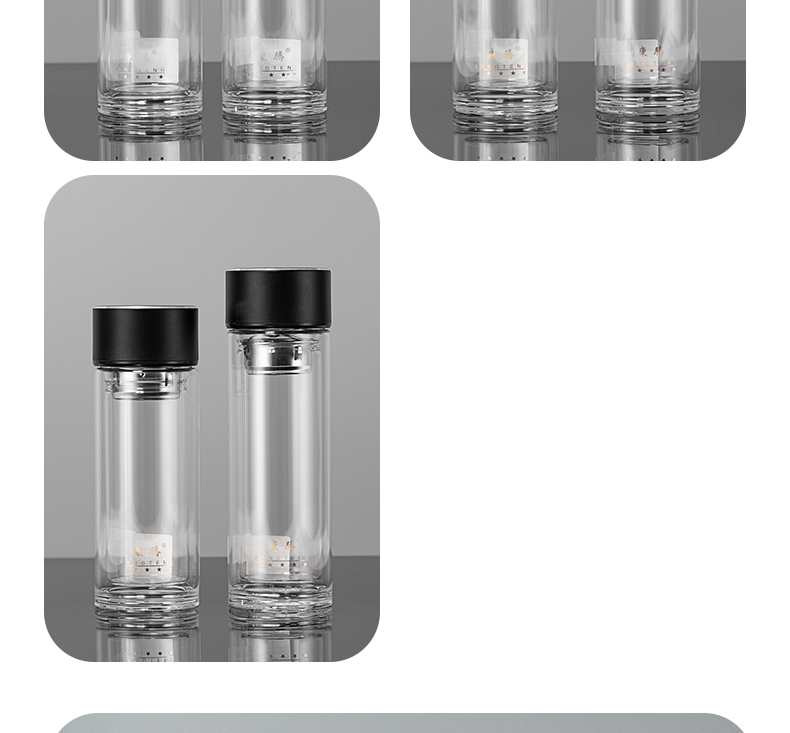 200ML商务玻璃杯男士简约双层泡茶水杯办公礼品杯子