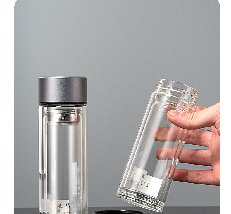 200ML商务玻璃杯男士简约双层泡茶水杯办公礼品杯子