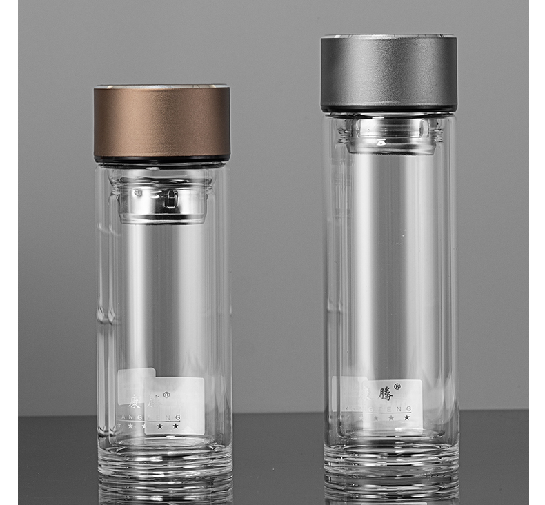 200ML商务玻璃杯男士简约双层泡茶水杯办公礼品杯子