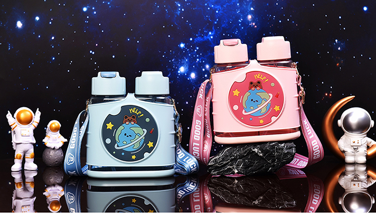 640ML麦琪多用杯套款塑料杯时尚便携双饮吸管杯（彩盒）