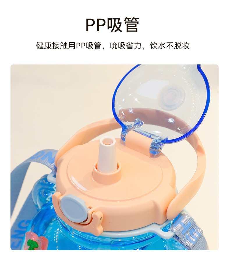 1430ML卡通洛洛熊头塑料杯大容量网红吸管水杯(彩盒)