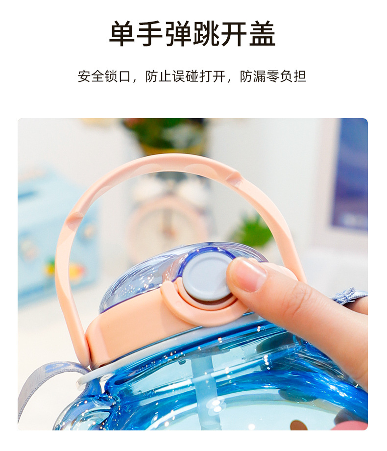 1430ML卡通洛洛熊头塑料杯大容量网红吸管水杯(彩盒)