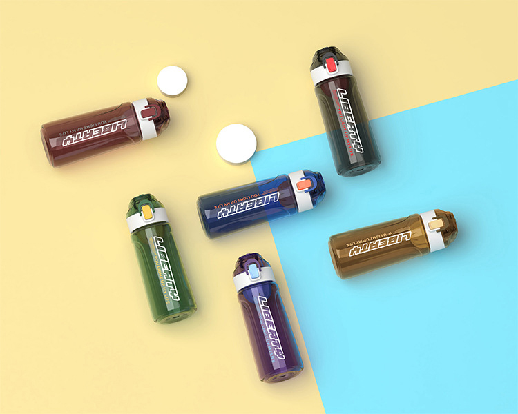 700ML吉恩弹跳运动塑料杯时尚带茶隔户外便携随手杯