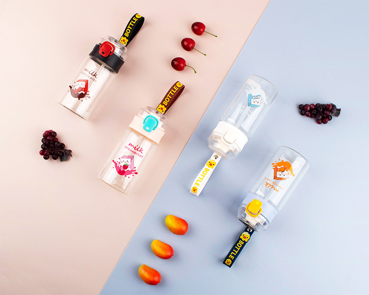 320ML牛奶果汁弹跳吸管玻璃杯学生小清新可爱便携水杯