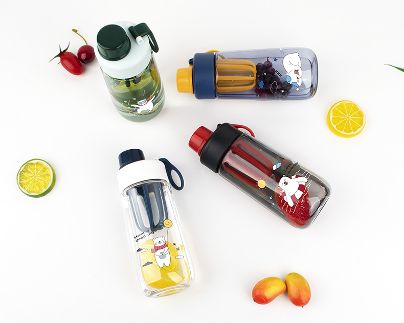 430ML南希水果太空塑料杯时尚带茶隔便携随手杯（彩盒）