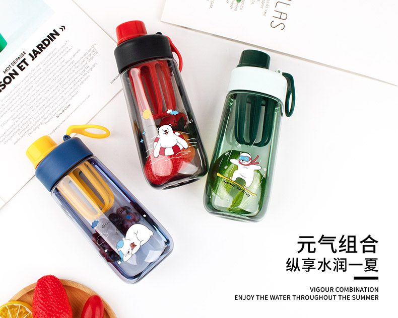 430ML南希水果太空塑料杯时尚带茶隔便携随手杯（彩盒）