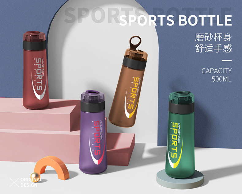 500ml布鲁磨砂吸管太空塑料杯户外运动便携水杯(彩盒）