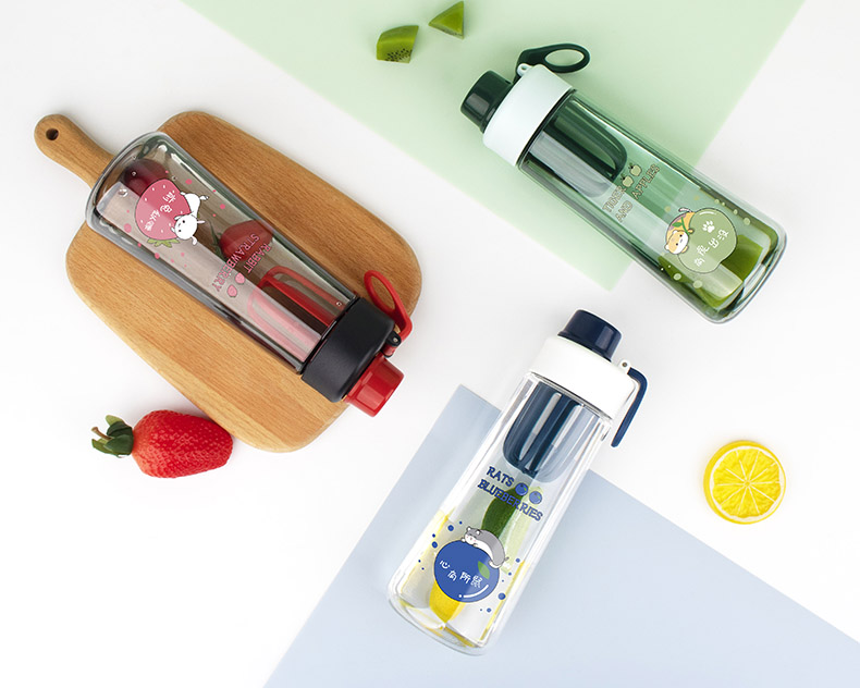 500ML南希水果太空塑料杯时尚带茶隔便携随手杯（彩盒）