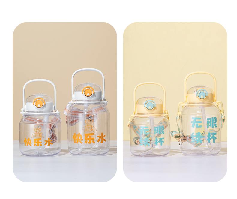 1000ML迷你吨吨塑料杯大容量弹跳盖吸管水杯（彩盒）