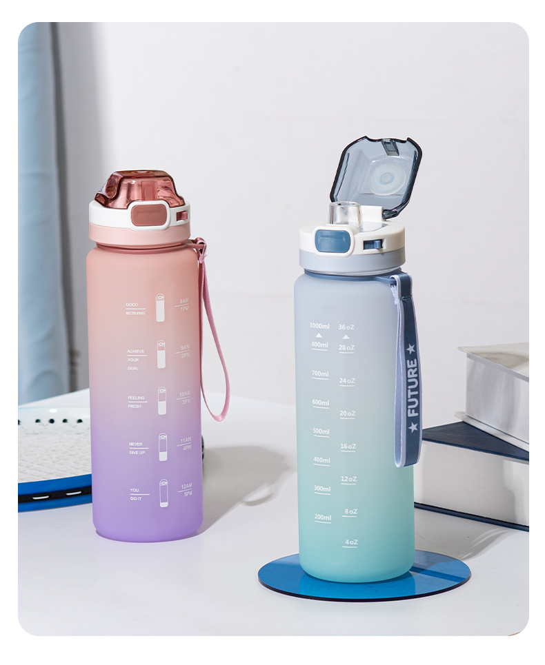 1000ML亿本甄选太空塑料杯弹跳盖直饮水杯（OPP袋）