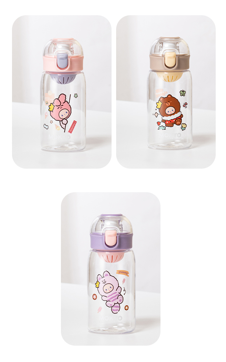 450ML皇冠猴弹盖塑料杯学生卡通可爱便携随手杯(彩盒）