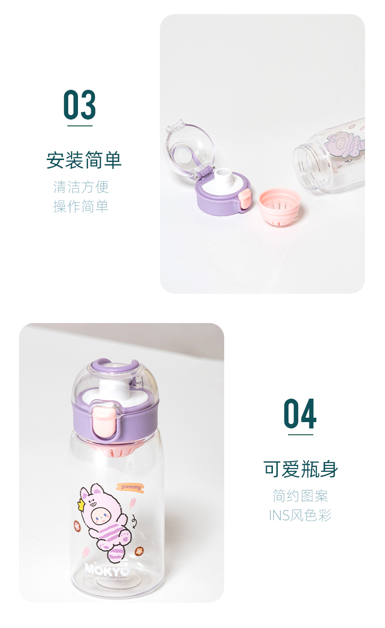 450ML皇冠猴弹盖塑料杯学生卡通可爱便携随手杯(彩盒）