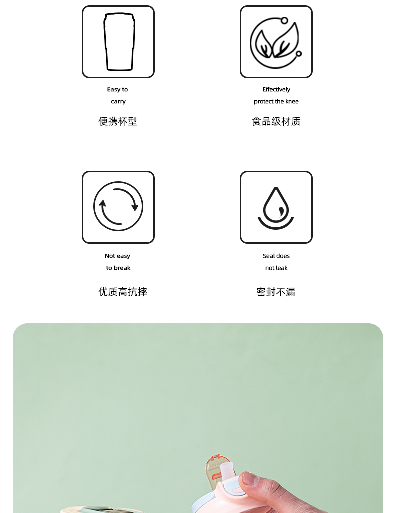 480ML北欧风双饮口塑料杯男女士商务办公吸管杯（彩盒）