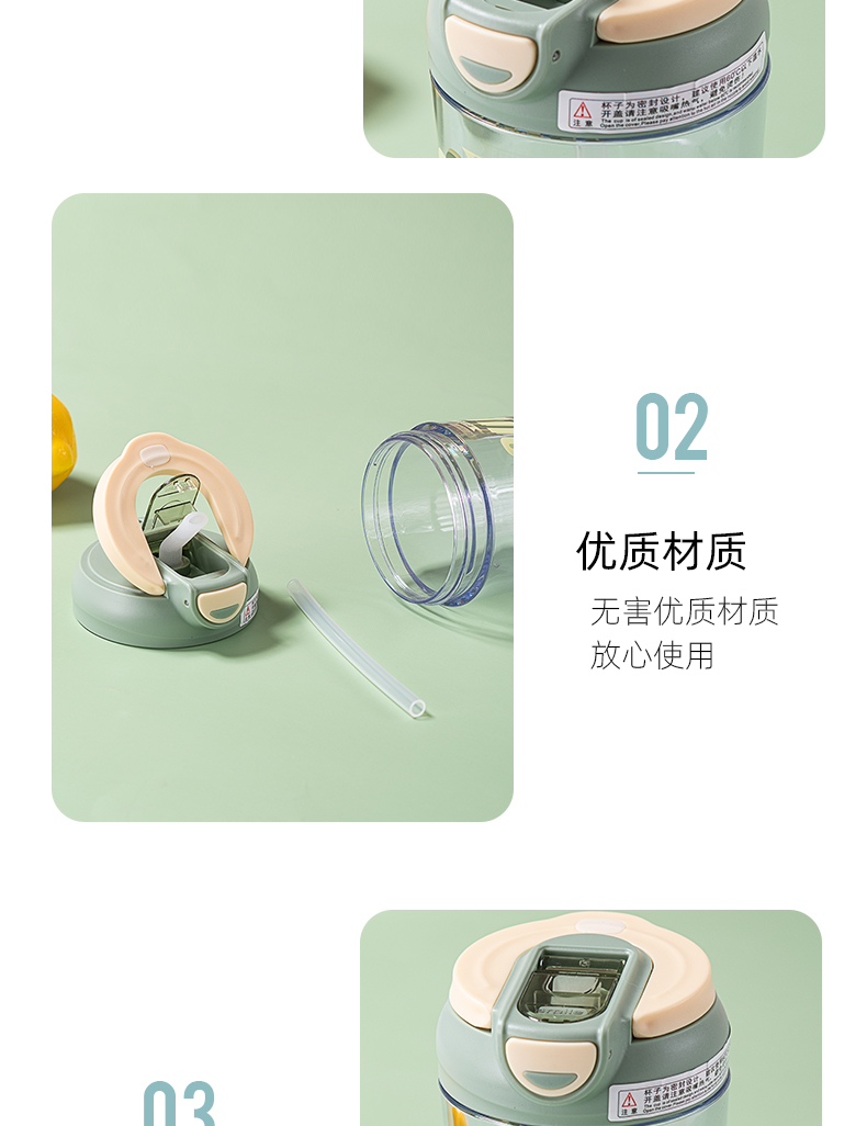 480ML北欧风双饮口塑料杯男女士商务办公吸管杯（彩盒）