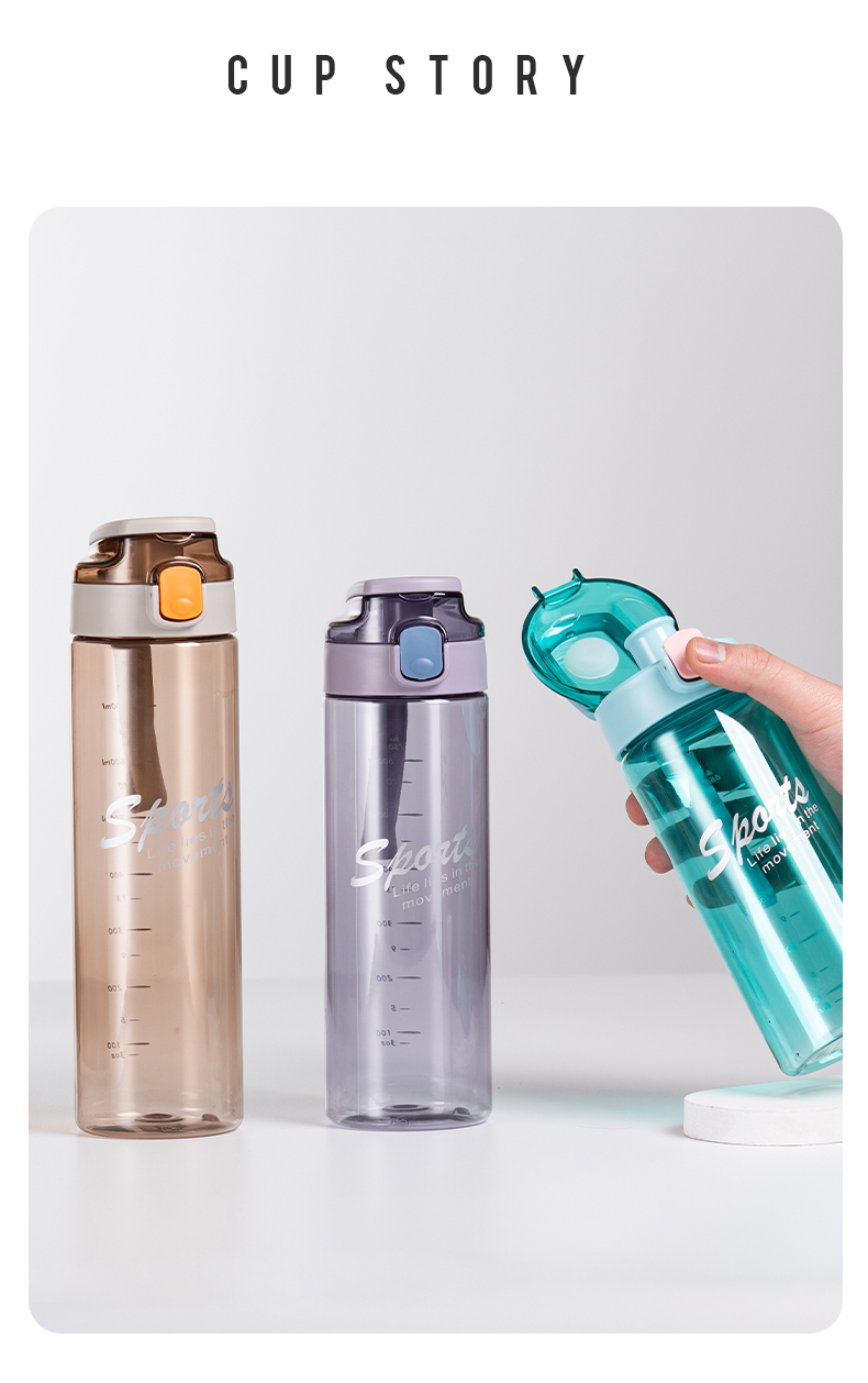 750ML手提直饮太空塑料杯弹盖户外运动杯子（OPP袋）