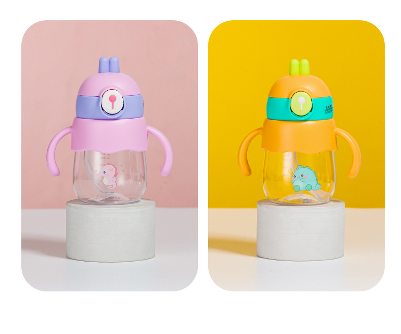 450MLUZU萌兔兔学饮塑料杯儿童双手柄吸管杯(彩盒）