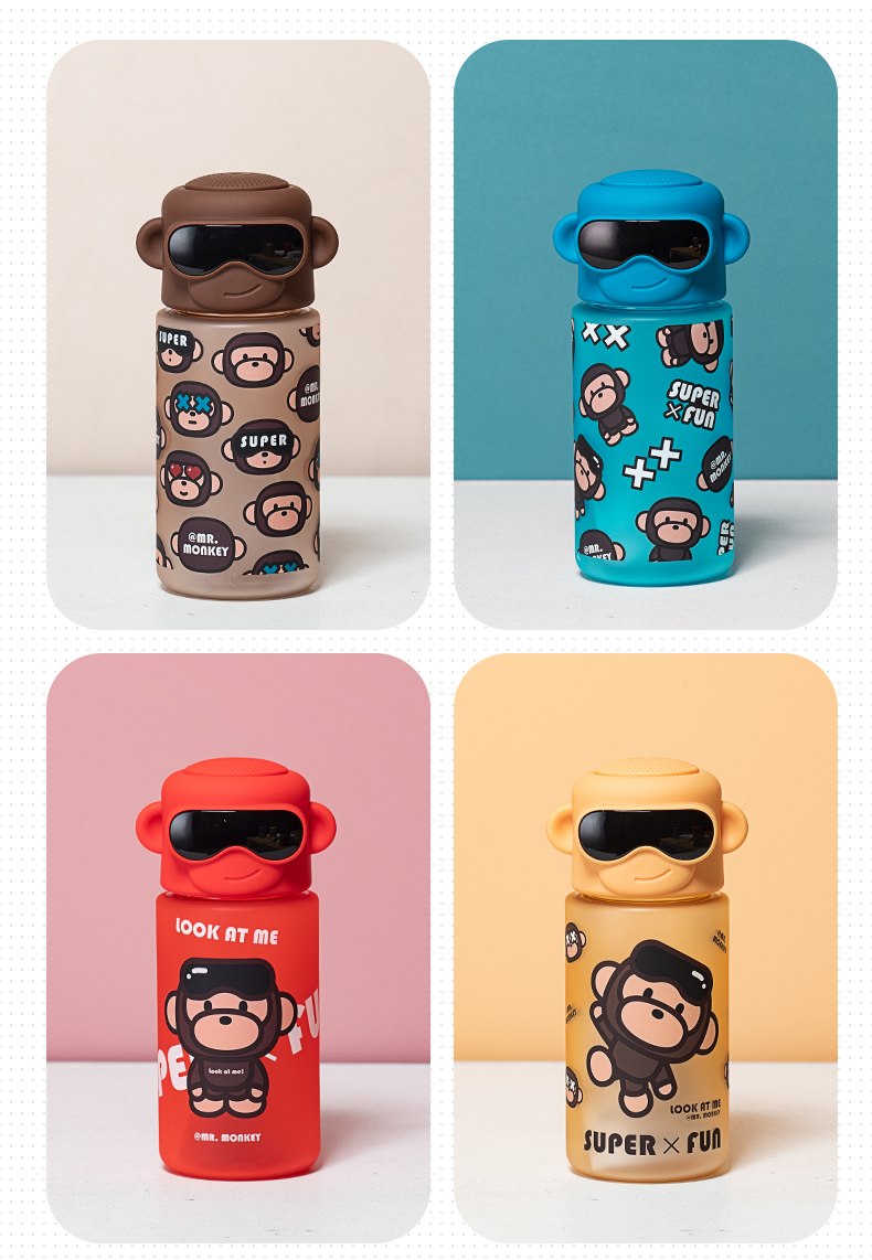 460MLSuper monkey塑料杯可爱时尚杯随手杯（彩盒）