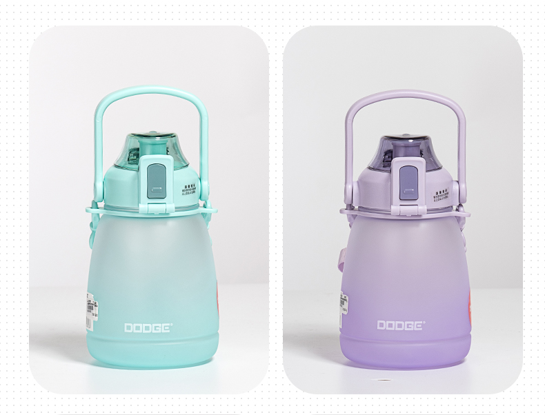 1.1L道奇圆呼呼背带吸管塑料杯Tritan磨砂大肚杯（CPE袋）