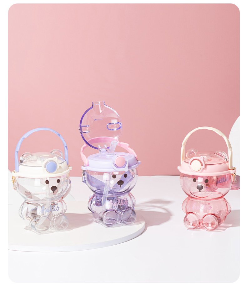 1000ML哈喽熊吸管塑料杯大容量高颜值网红水壶（OPP袋）