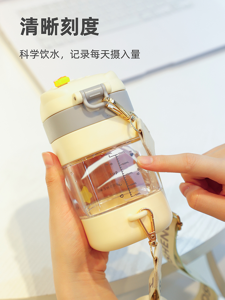 500ML卡通麦琪弹盖塑料杯带刻度便携水杯（Tritan/彩盒）