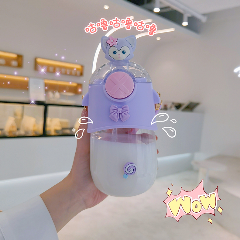630ML软萌公仔吸管塑料杯高颜值男女生网红水壶（彩盒）