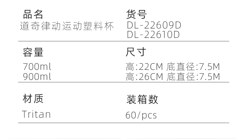 900ML大LOGO道奇律动运动塑料杯个性潮流带茶隔水杯