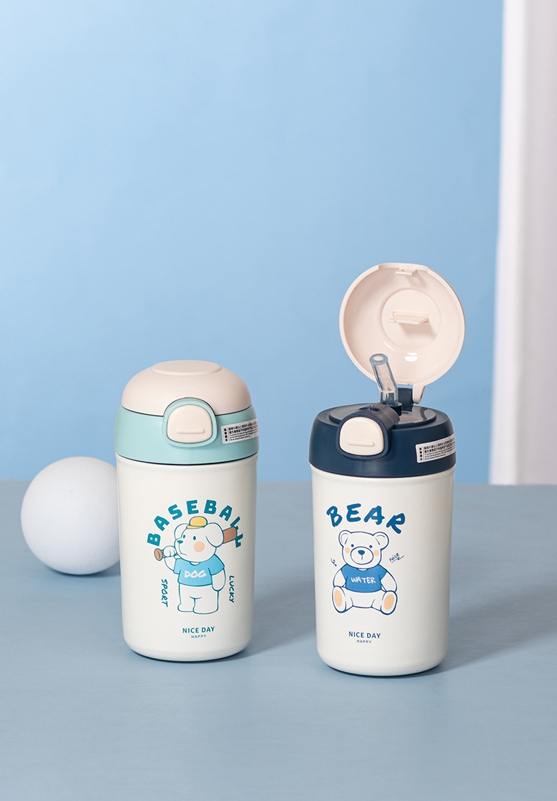 400ML茉一弹跳盖吸管保温杯304不锈钢小清新水杯