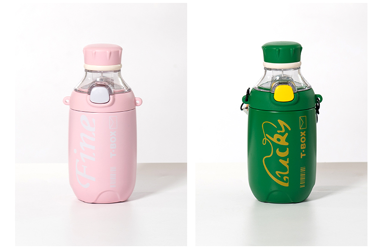 400ML简单字母可乐瓶保温杯304不锈钢弹跳盖吸管水杯