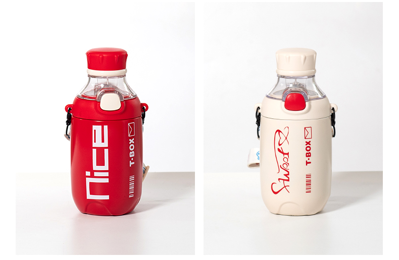 400ML简单字母可乐瓶保温杯304不锈钢弹跳盖吸管水杯