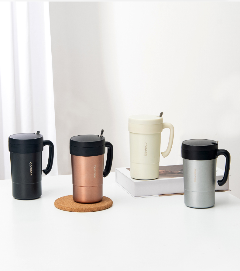 580ML时尚法式咖啡保温杯304不锈钢男女士商务水杯