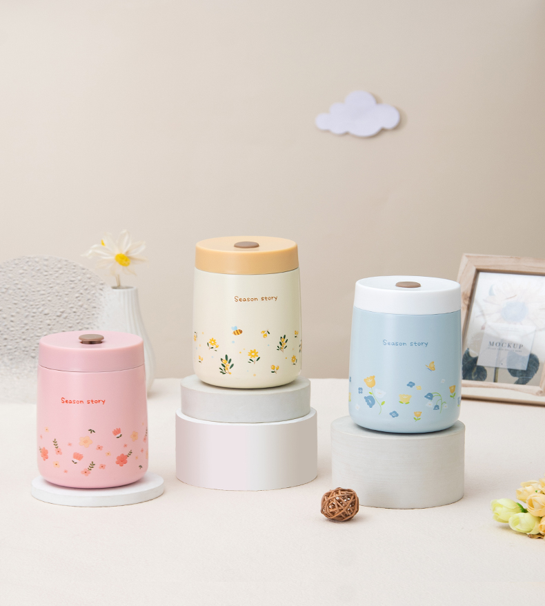 400ML四季花语焖烧杯304不锈钢保温杯便携焖烧罐