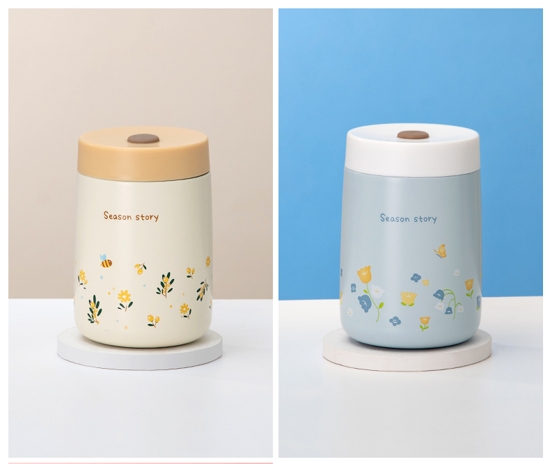 400ML四季花语焖烧杯304不锈钢保温杯便携焖烧罐