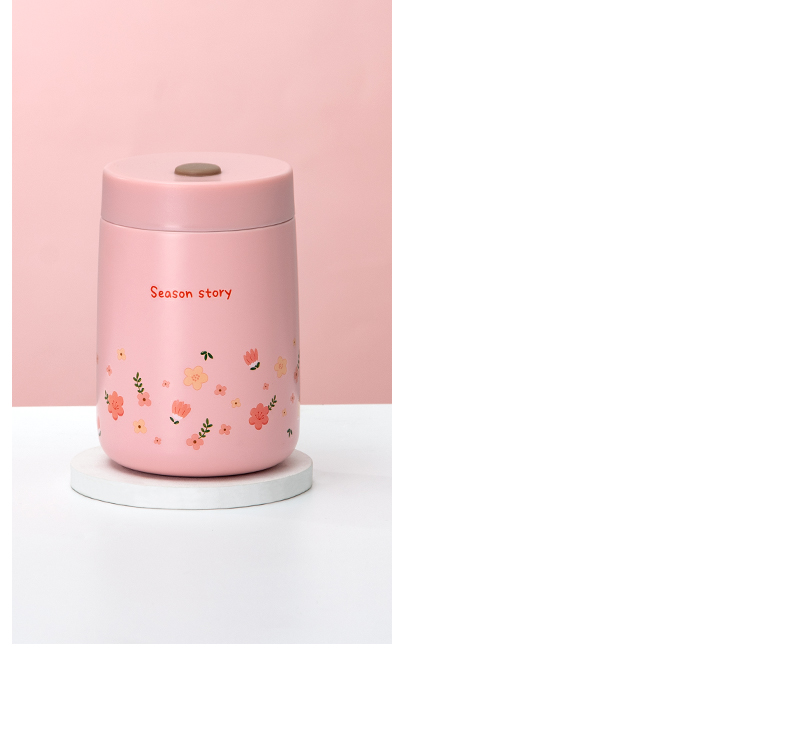 400ML四季花语焖烧杯304不锈钢保温杯便携焖烧罐