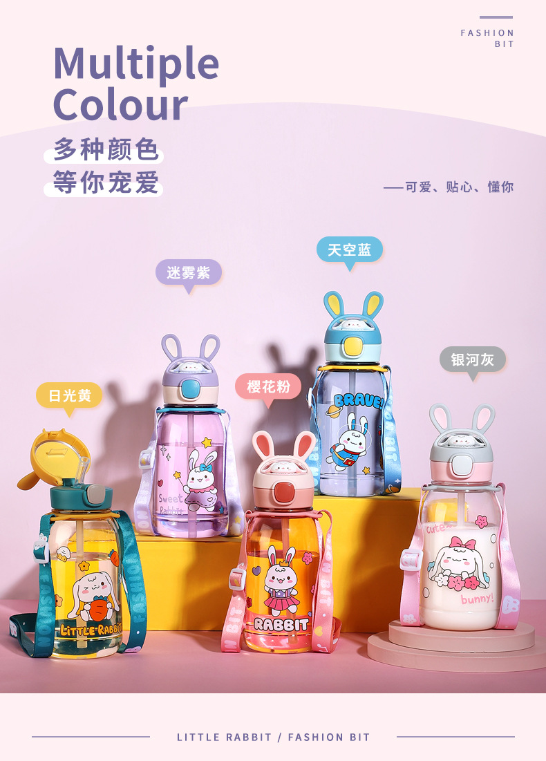760ML百变萌兔塑料杯大容量卡通吸管大肚杯（彩盒）