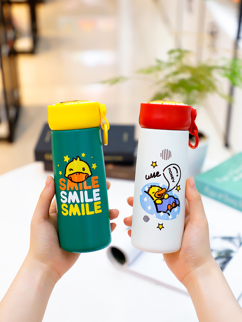 300ML卡通小黄鸭慕阳保温杯304不锈钢可爱直身水杯