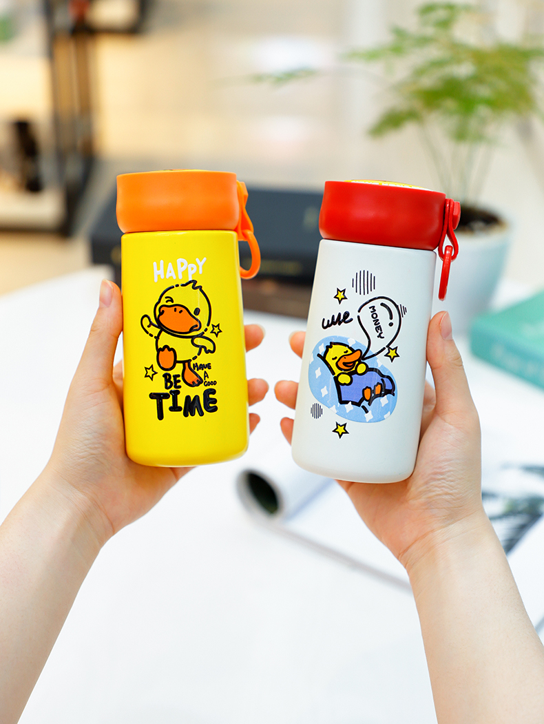 300ML卡通小黄鸭慕阳保温杯304不锈钢可爱直身水杯