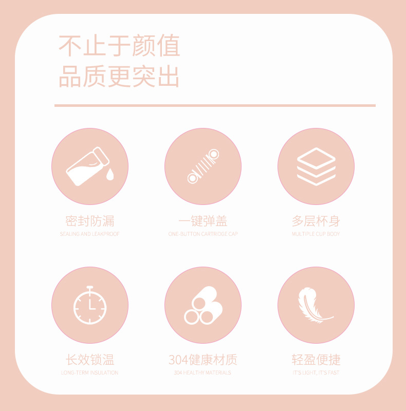 550ML洛辰小熊吸管保温杯304不锈钢高颜值大肚杯