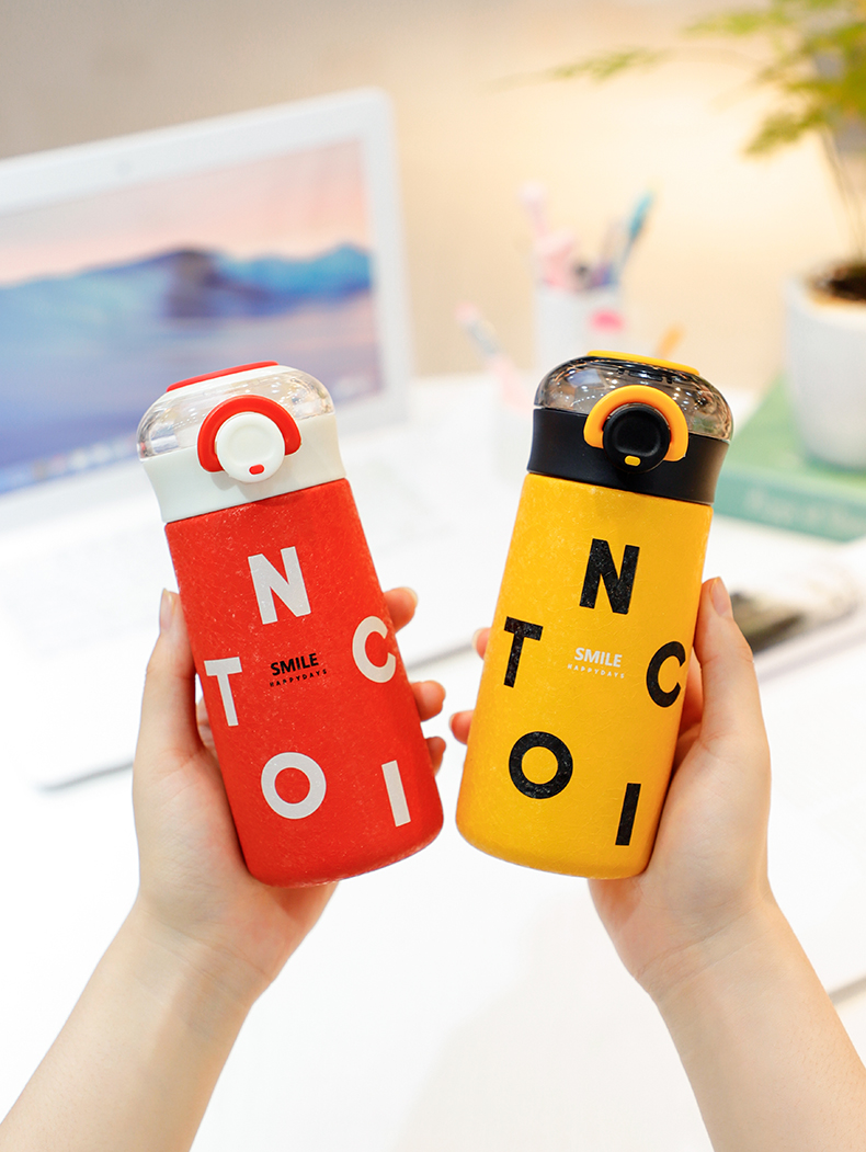 350ML英文手提款汉慕思保温杯304不锈钢弹跳盖水杯