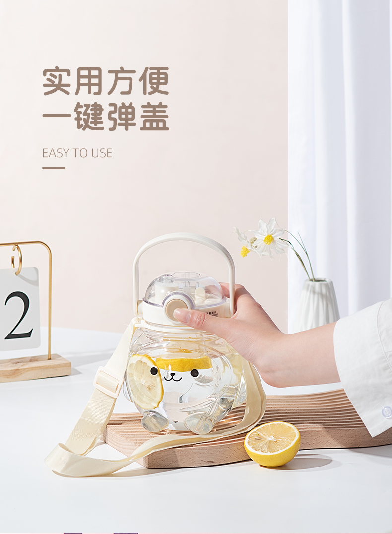 1000ML吸管水杯卡通可爱双饮塑料杯（彩盒）