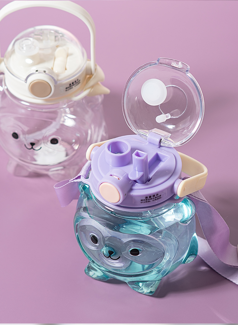 1000ML吸管水杯卡通可爱双饮塑料杯（彩盒）